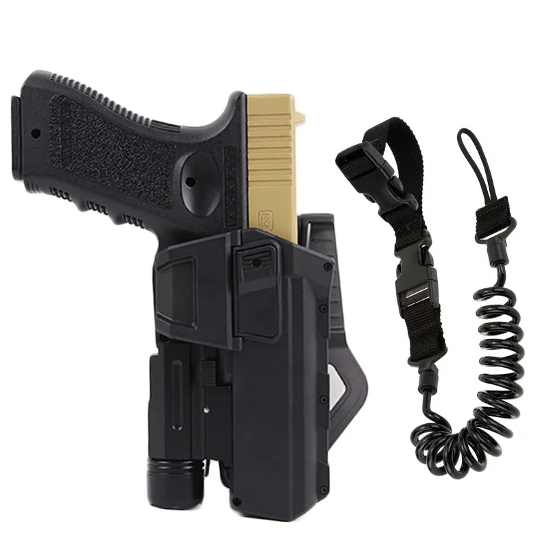 

Movable Gun Holsters for Colt 1911 Glock 17 18 Airsoft Pistol Gun Holster Fit Flashlight or Laser Mounted Right Hand with Sling