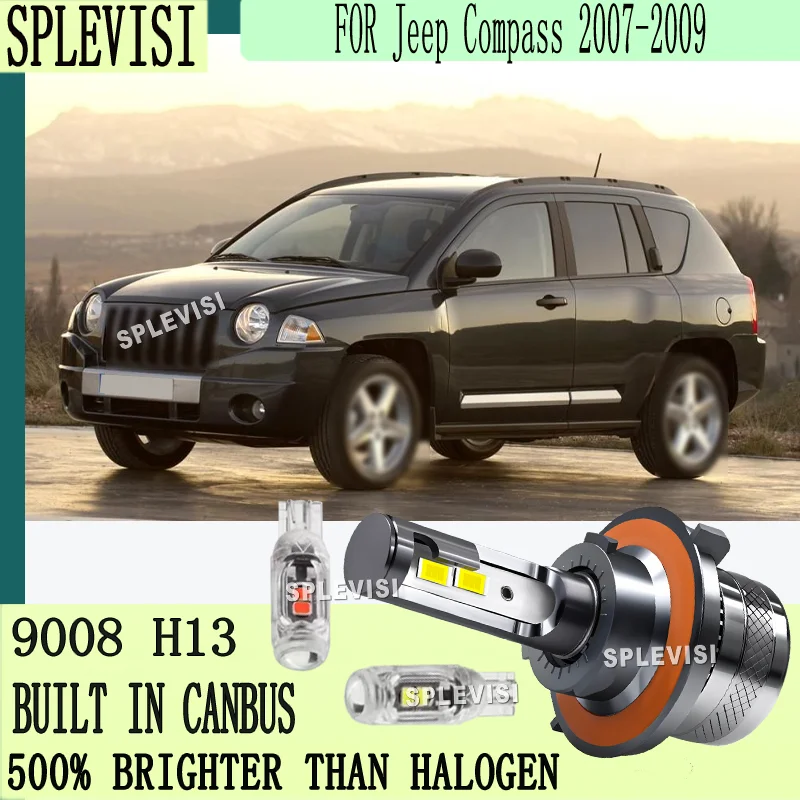 

LED Direct Replacement IP68 Waterproof Easy Install Ensures Night Driving Safety 9008 Headlight for Jeep Compass 2007 2008 2009