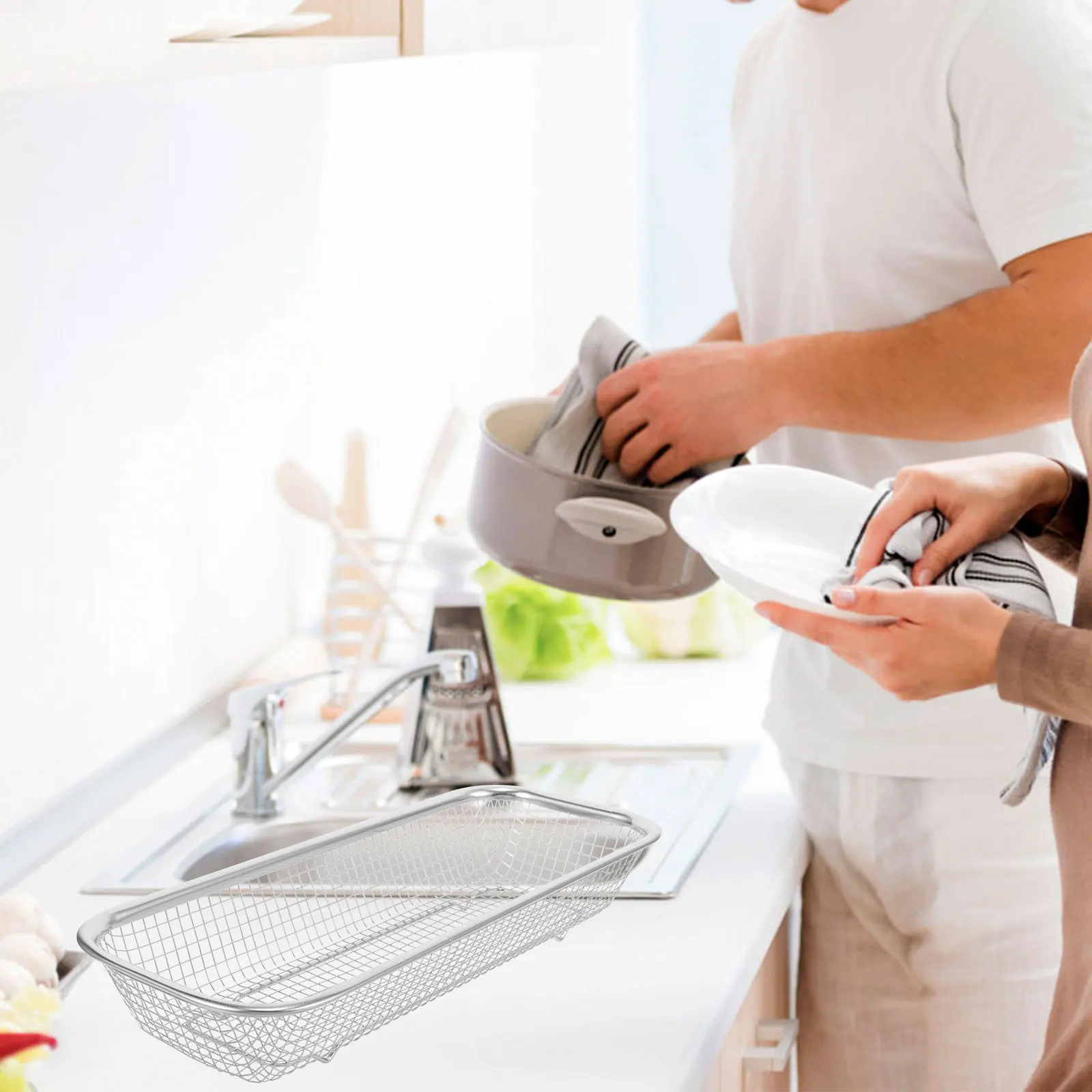 

Stainless Steel Colander Basket Simple Design Multiuse Kitchen Drainer Strong Hardness Vegetable Fruit Washer Gift Idea