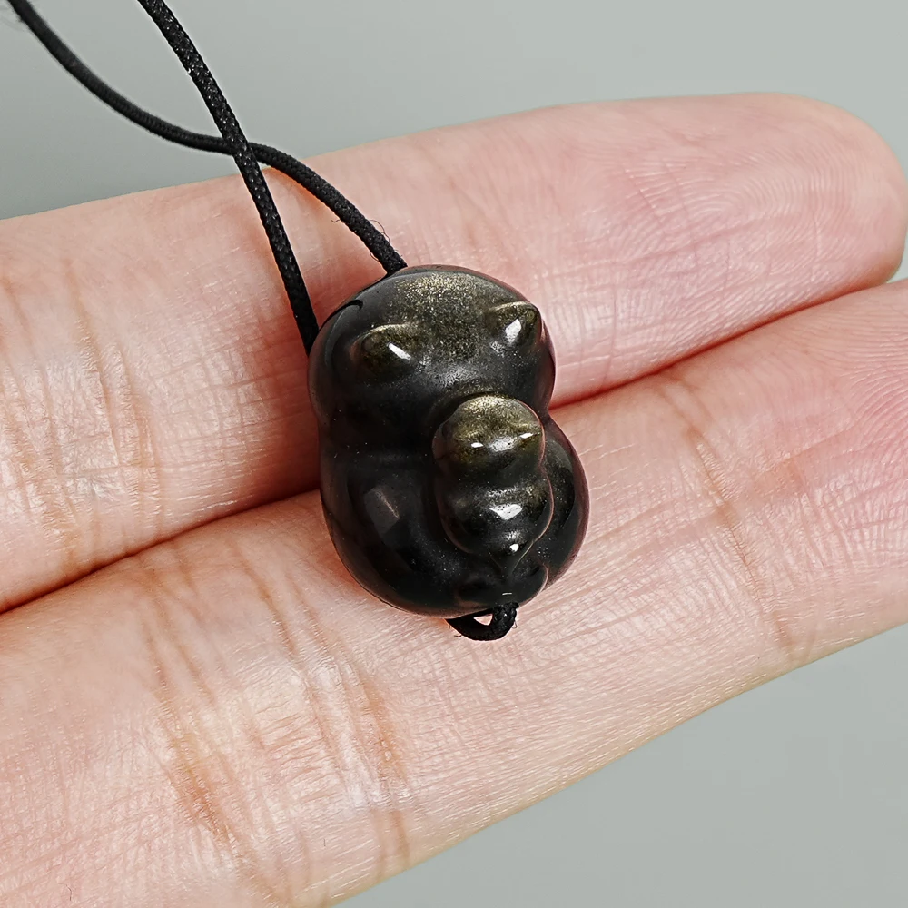 

Набор из 5 золотистых подвесок в виде спящей кошки из обсидиана, 19x14 мм, золотисто-черные мягкие шармы-котята для любителей кошек, для изготовления украшений своими руками