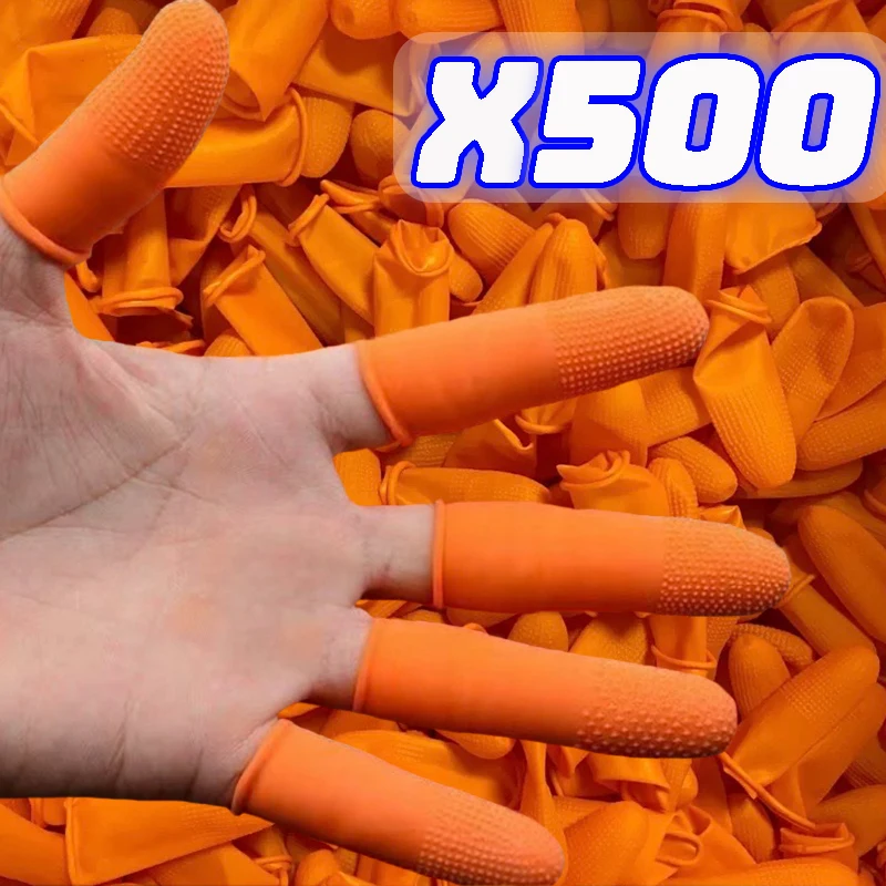 500/10PCS Disposable Finger Cover Rubber Non-slip Anti-static Latex Finger Cot Fingertip Protector Fingers Thumb Sleeve Gloves