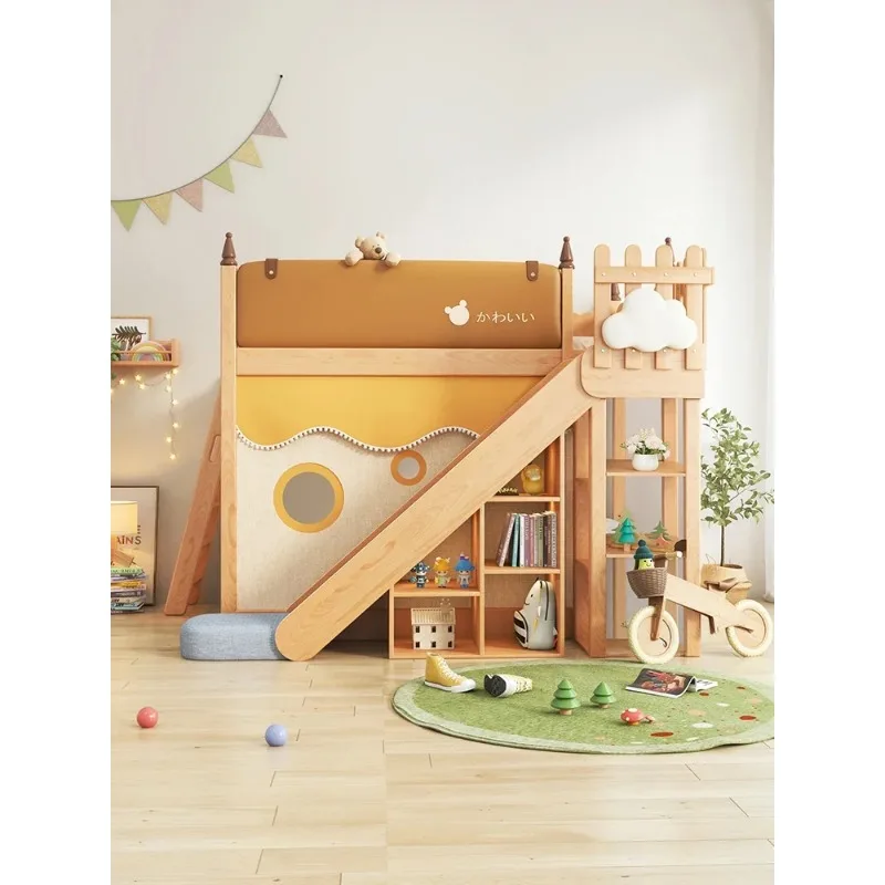 Bunk Beds, Solid Wood Bunk Sliding Tree Houses, Semi-high Tent