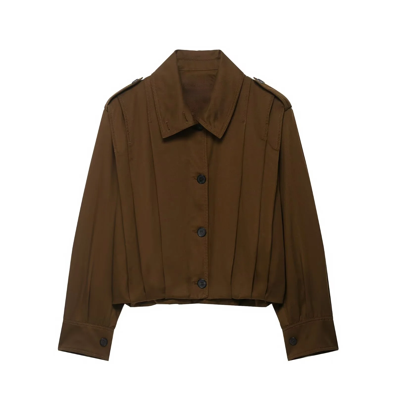 

PB&ZA2025 autumn new women's clothing loose casual fashion temperament simple long-sleeved lapel pleated strap jacket