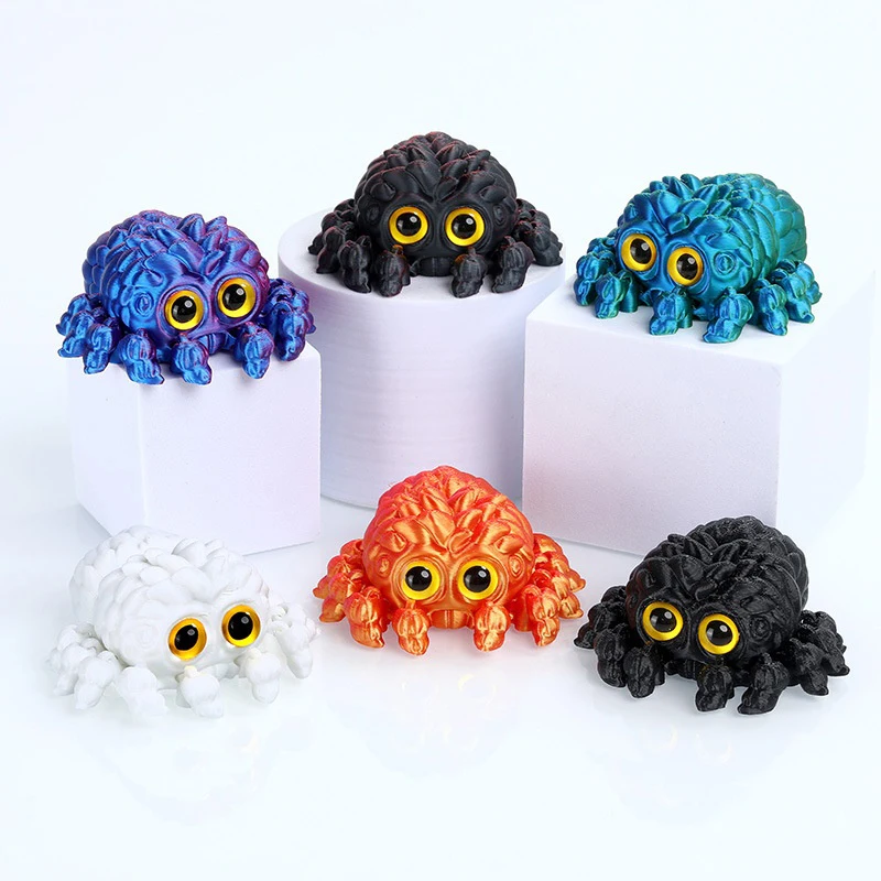 3D Printed Spider Animals Toy Realistic Colorful Spider Figurine Desk Articulated Fidget Toy for Halloween &Christmas Home Decor