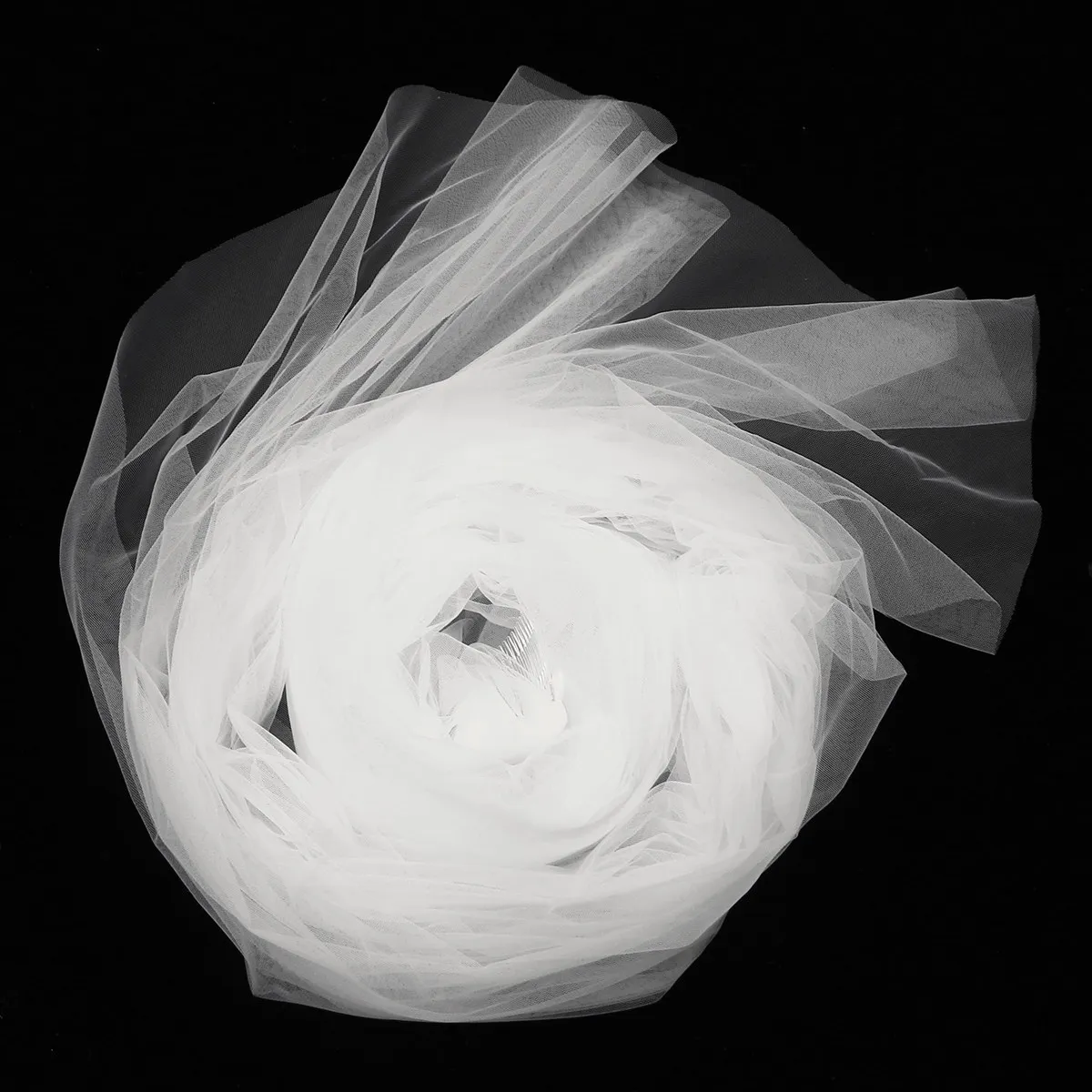 

Длинная однослойная свадебная фата для невесты в пол с металлическим гребнем, из чистого шелка, для свадебных церемоний