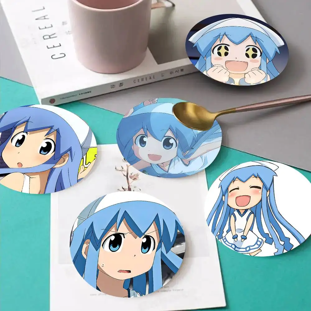 1pc Squid Girl Anime Characters Wooden Coaster Colour Printing Cup Mat Home Desk Decoration Gifts