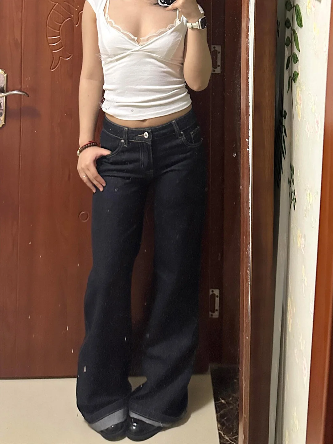 

Summer 2026 Women's Original Blue Jeans Low Waist Wide Leg Pants Loose Style Micro Flare Washed Narrow Version Casual Jeans