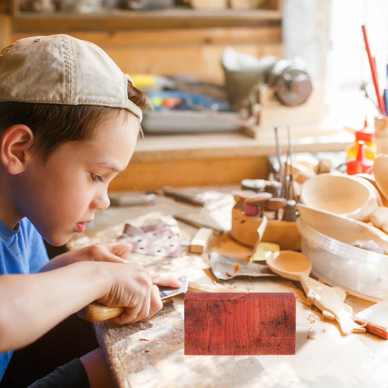 

DIY Wood Carving Material Beveled Edge Slices for Combs and Crafts Portable Versatile Wood Block DIY Comb Carving Slices