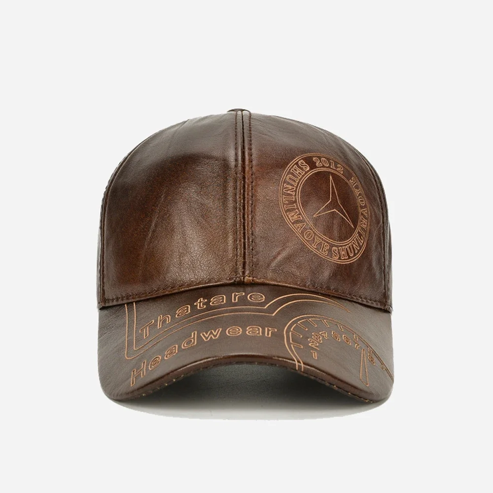 Tax excluded, add at checkout if applicable Fashion Men Genuine Cowhide Leather Baseball Cap Casual Real Leather Hat Autumn Wint