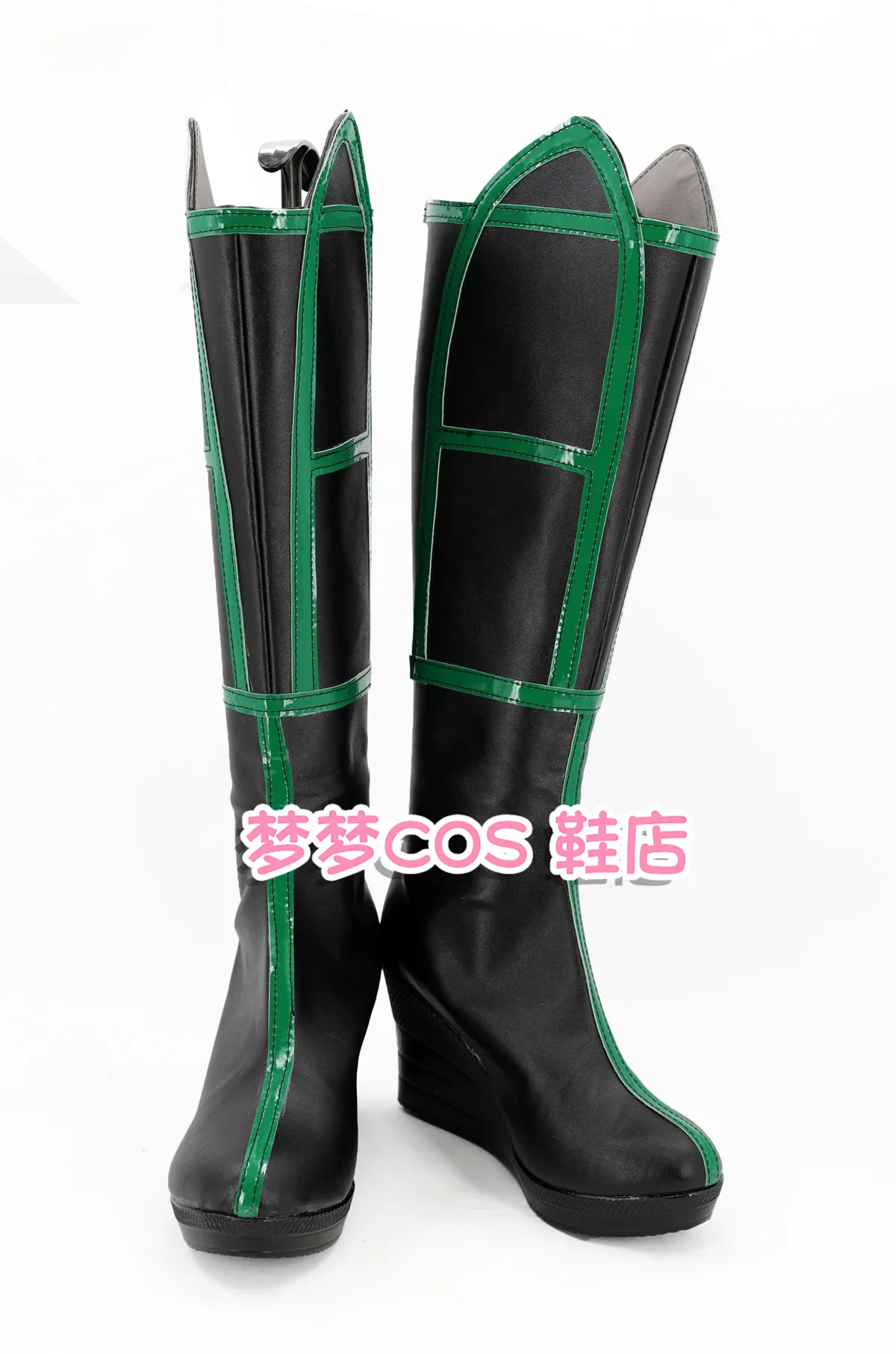 Anime Eclipse Saga Hela Cosplay Shoes Green Long PU Leather Flat Sole Boots For Halloween Carnival