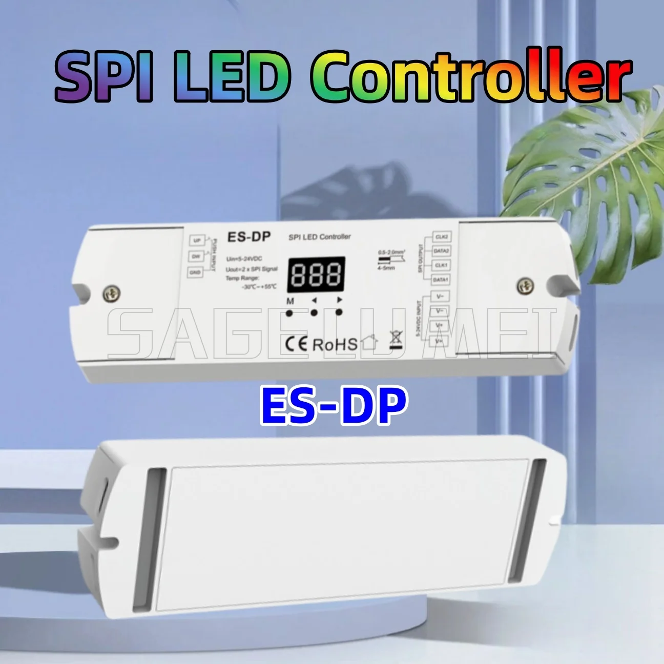 

Skydance ES-DP Dual Push Button SPI Controller Dimmer Stair Light TTL Controller White LED Strips for WS2811 WS2812 RGB DC5V-24V