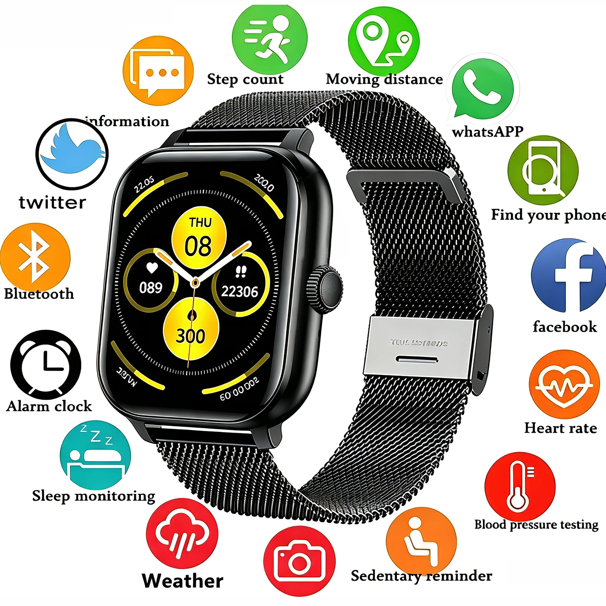 2026 Neue Smartwatch für Männer und Frauen HD-Display Bluetooth-Anruf Nachrichten Schlaf Herzfrequenz Sport Wasserdicht Smartwatch IOS Android Ht30