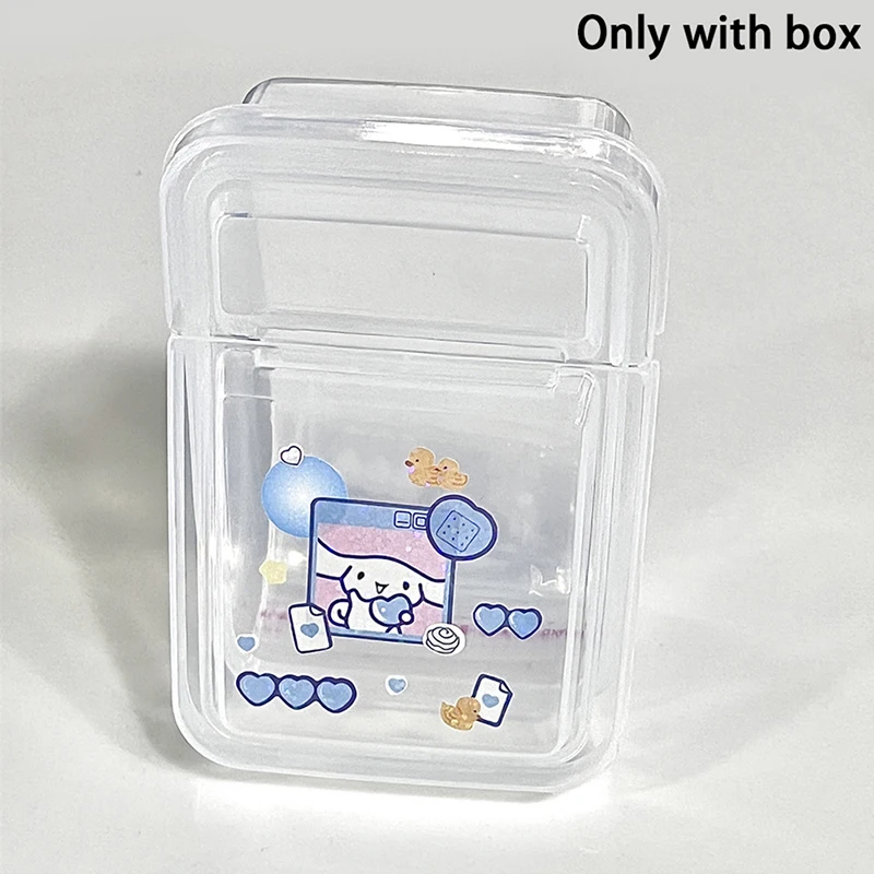 1PCS Rectangular Transparent Storage Box With Lid Stickers Collection Desktop Container Case Multipurpose Home Storage Box