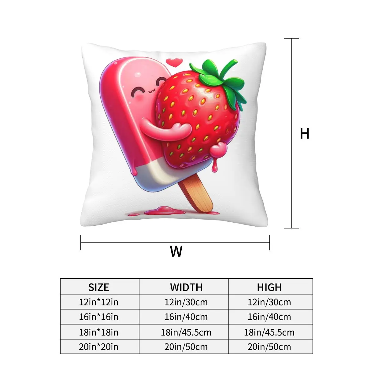 Strawberry Ice Cream Dessert Square Pillowcase Cushion Cover Pillow Case Throw Pillow Cover for Home Bedroom Car