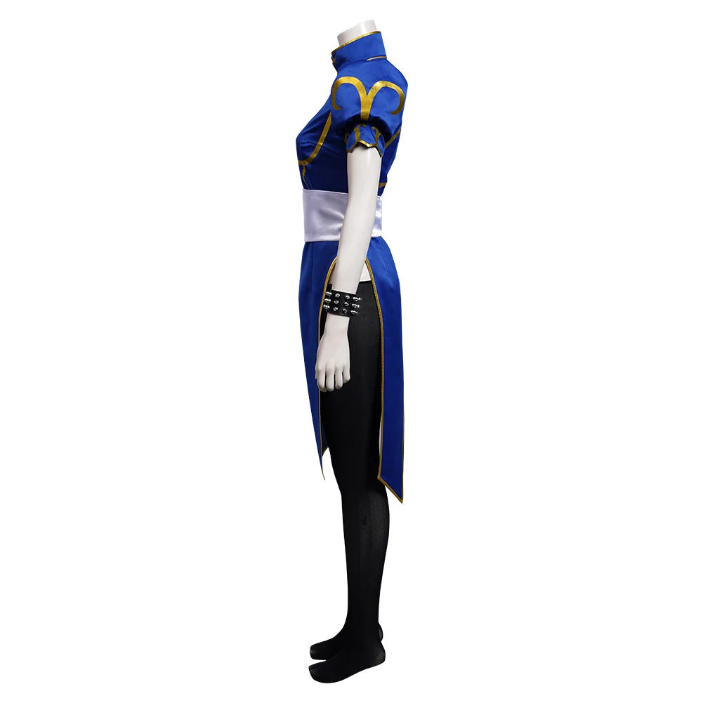 Chun Li Cosplay Dress Costume Game SF Role Play Blue Skirts Outfit Women Full Set Female Halloween Party Disguise Suit For Lady