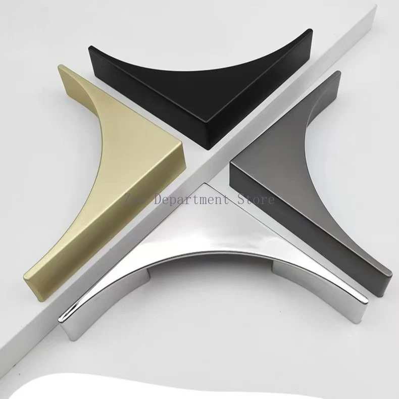 Modern Triangle Cambered Cabinet Handles Zinc Alloy Originality Drawer Handles Black/Gray/Gold/Silver Handles for Furniture