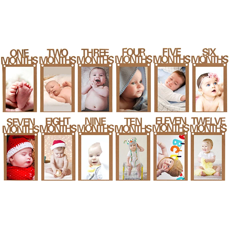 New Born Birthday 12 Months Photo Banner Baby One Year Birthday Picture Photo Frame Clip Wedding Anniversary Party Decor