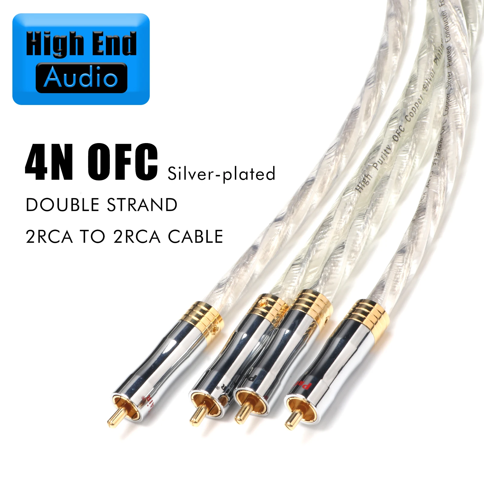 Preffair Hi-End OFC silver plated signal cable HiFi Double core double shield RCA Lotus head power amplifier audio cable