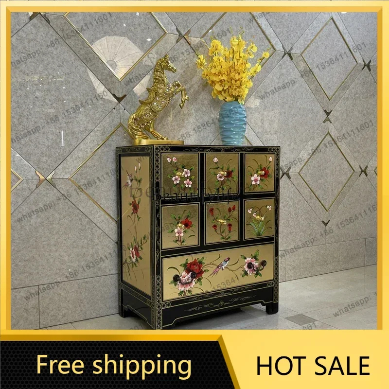 Best Sellers Chinese Painted Furniture Multi-drawer Storage Side Cabinet Bedroom Bedside Vintage Locker