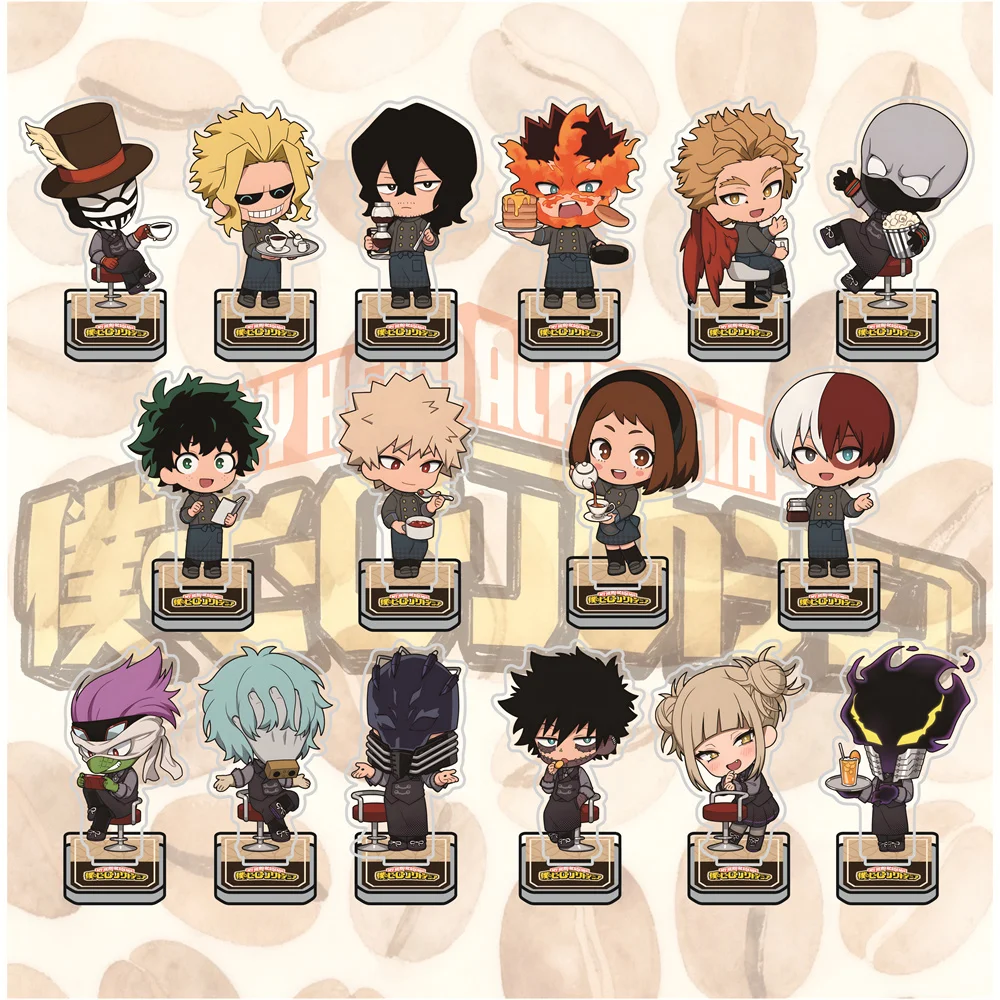 My Hero Academia 10cm Cafe Snack Acrylic Stand Figures Keychain Anime Collectible Standee Desk Decor Gift for Anime Fans