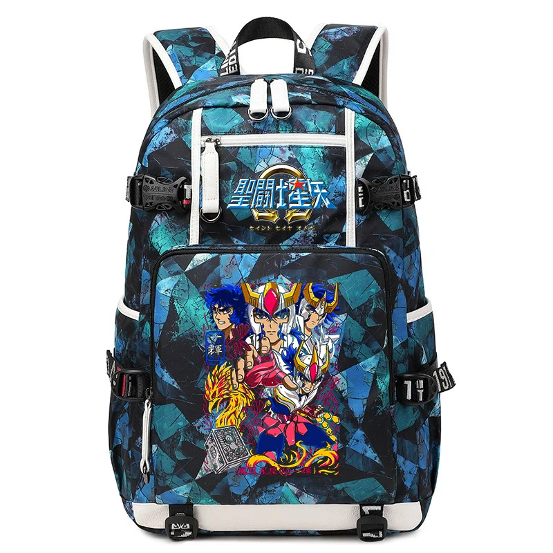 Saint Seiya Cartoon Print Rucksack for Students Large Capacity School Backpack for Teenagers Boys Girls