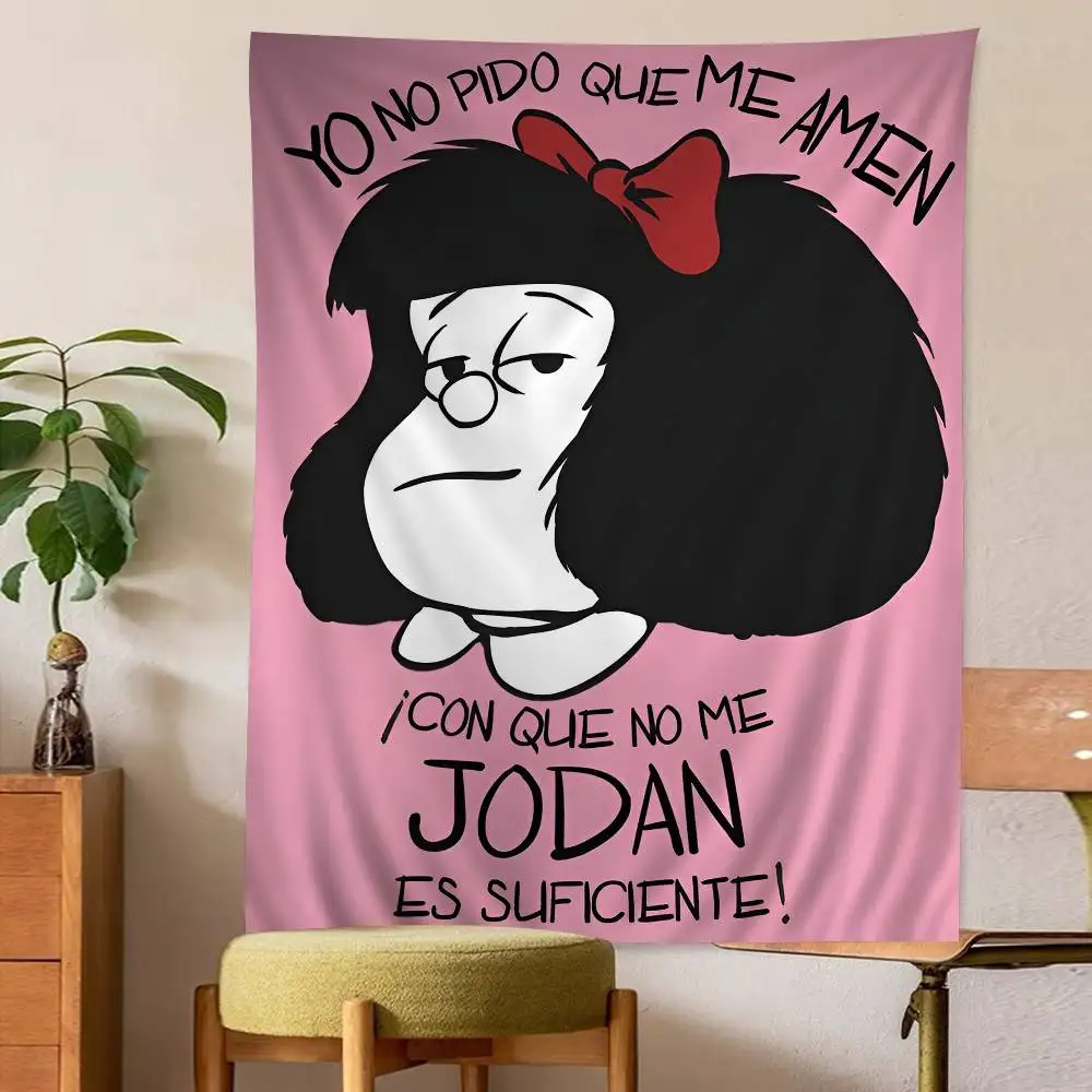 Cute Cartoon M-Mafalda Printed Large Wall Tapestry Indian Buddha Wall Decoration Witchcraft Bohemian Hippie Wall Art Decor