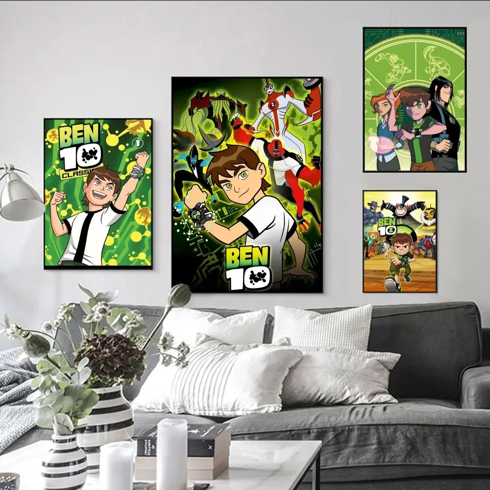 

Cartoon B-Ben 10 Cool Poster Self-adhesive Art Poster Retro Kraft Paper Sticker DIY Room Bar Cafe Vintage Decorative Painting