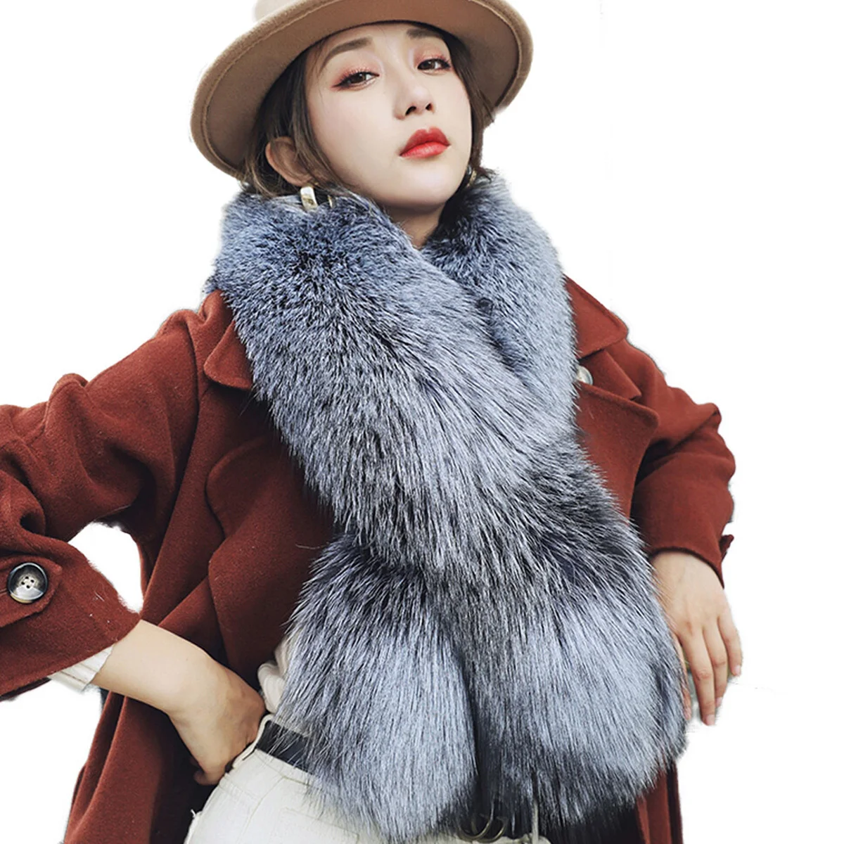 

Новинка 2026 года, зимние аксессуары из натурального лисьего меха, теплая шапка-бини, головные уборы, уличные путешествия, лыжи, натуральный лисий мех