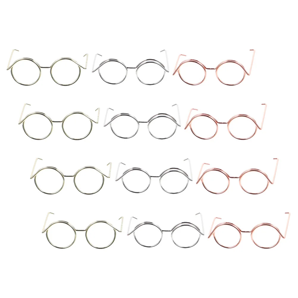 

12 Pcs Mini Sunglasses Eyeglasses Glasses Copper Wire Decor Supply Dress Up Accessories Rimmed Sunglasses