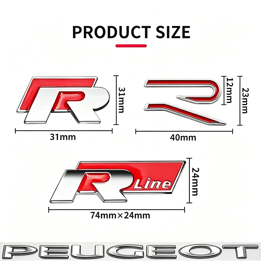 3D Metall R-Logo Aufkleber Auto Heckklappen-Emblem Aufkleber für VW Golf 5 6 7 MK7 MK6 Polo Jetta Scirocco Beetle Passat Tiguan – Detail 5
