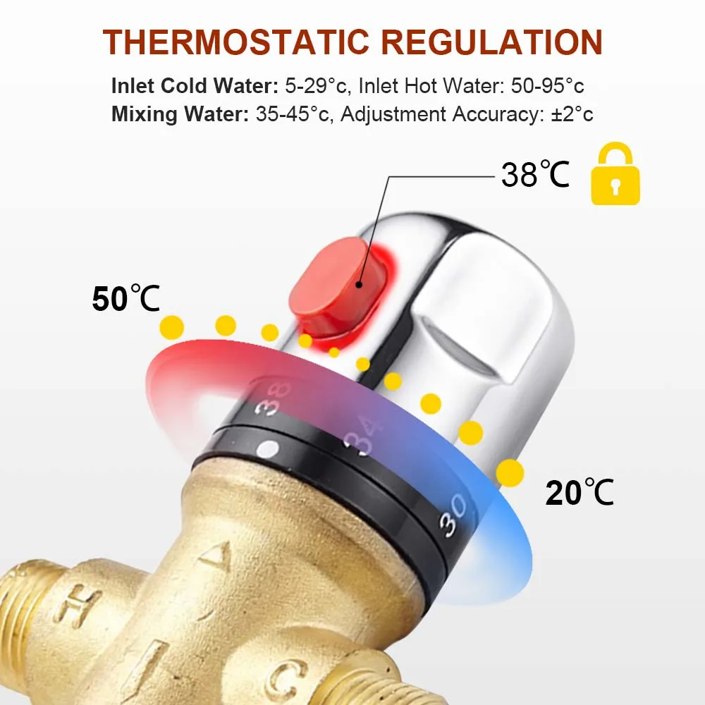 Brass Thermostatic Mixing Valve Constant Water Temperature Bathroom  Kitchen Shower Solar Water Heater Faucet Tap Valve