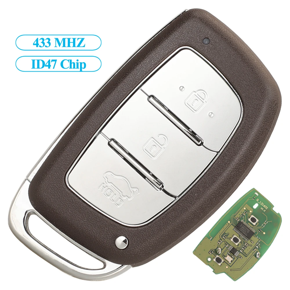 

Jingyuqin Remote Key Fob 433MHZ ID47 Chip For Hyundai Ioniq 2019 Tucson 2016 95440-D2100/D2600/D3000/D3500/D3010 Smart Control