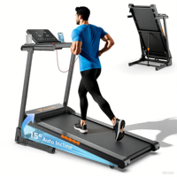 Formill Foldable Treadmill 3.0HP for Home Gym, 15° Incline, 300lbs Capacity, 13.5km/h Speed, Shock Absorption, LCD Display