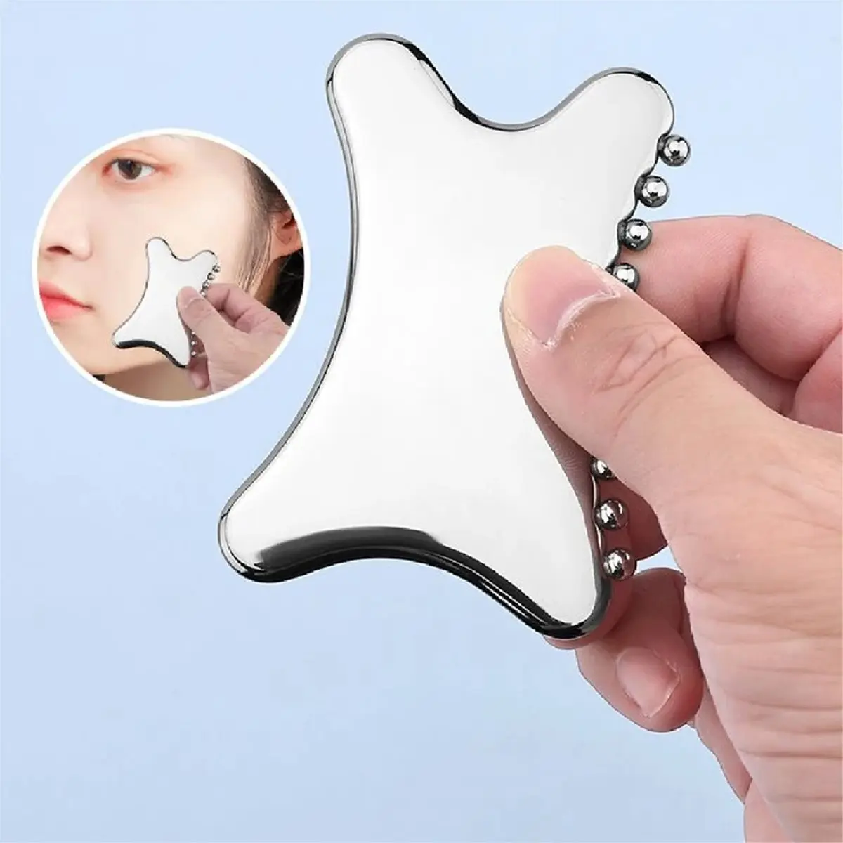 1Pcs Stainless Steel Gua Sha Tool Metal Face Sculpting Massage Plate Skin Care Beauty Scraping Gift for Women A