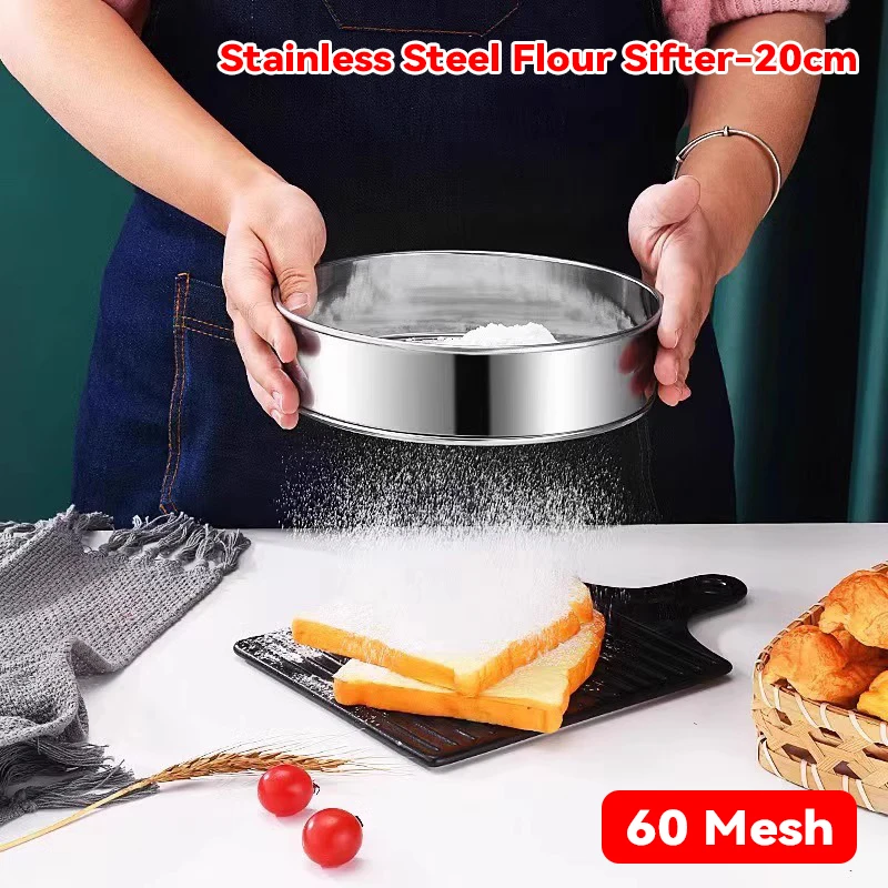 

1Pc Kitchen Ultrafine Mesh Flour Sifter Professional Round Sieve Stainless Steel Sugar Sieve Cake Baking Strainer