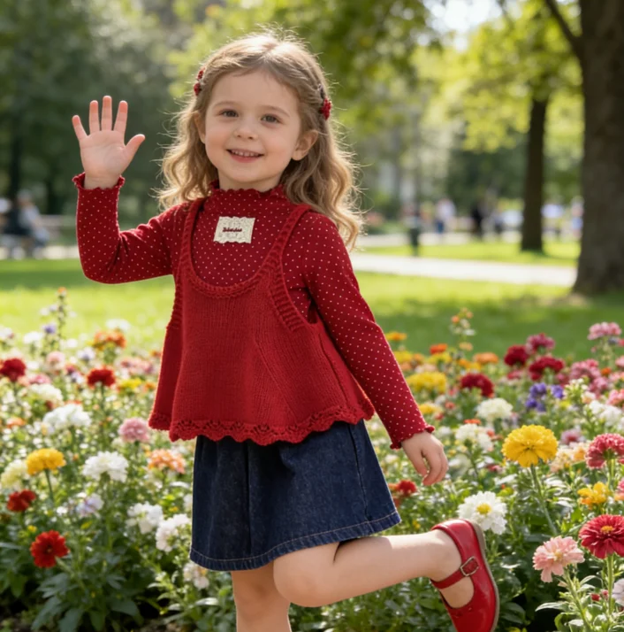 

Girls Suit 2025 Autumn New Children's Clothing Korean Style Girl Baby Pock Bottom Knit Vest Two Sets Casual Simple Daily