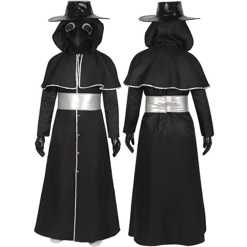 2025 New Adult Halloween Costume Horrord Monk Steampunk Priest Wizard Carnival Masquerade Cloak Medieval Robe Plague Doctor B AA