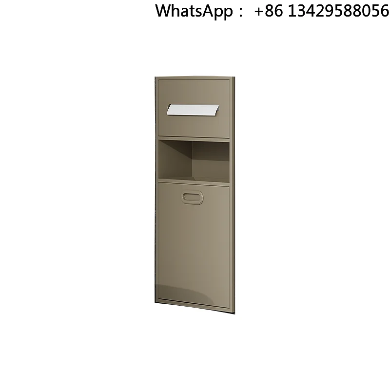 Modern 650 Niche Bathroom Storage Trash Can with Tissue Box Paper Roll Holder Embedded 304 Stainless Steel for Hotels Apartments