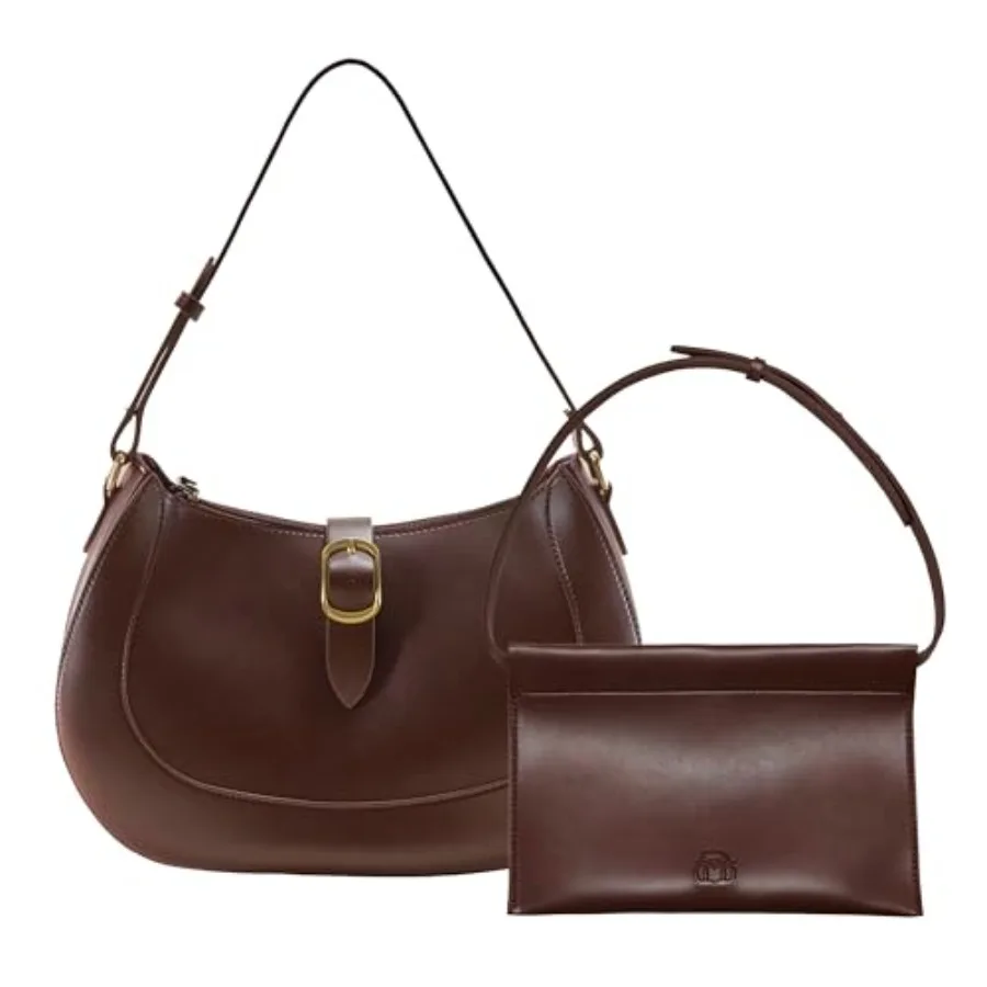 

SUNLIGHT LEAVES Vintage Vegan Leather Crescent Hobo Bag For Women Lunar Shoulder Purse Satchel Under Arm Lady Handbag