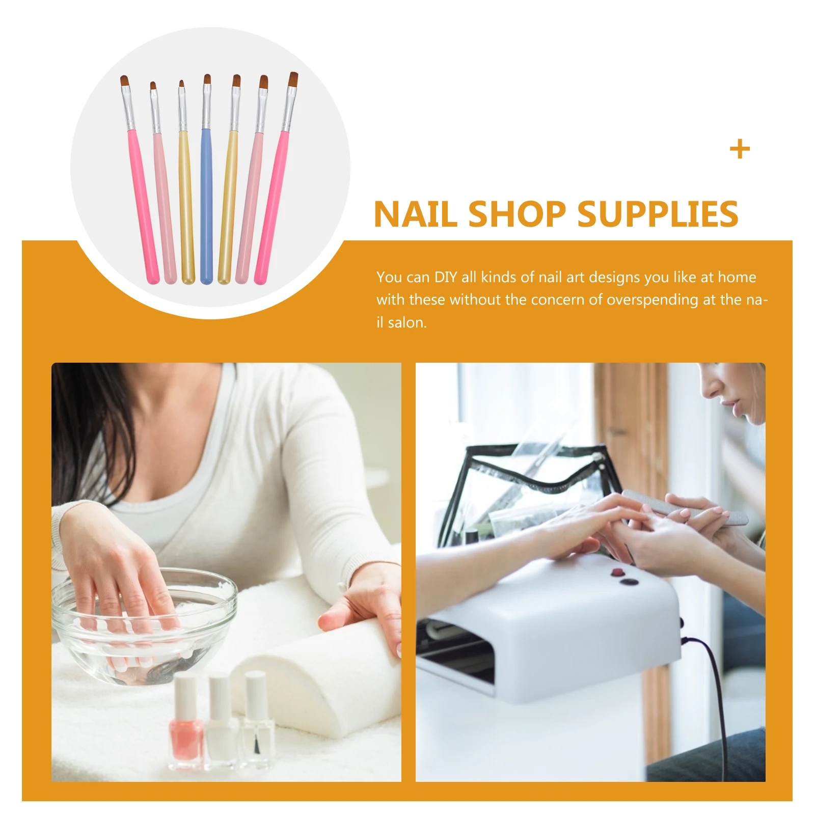 

7pcs Brushes Set Gel Brush For Acrylic Uv Gel Manicure Diy Kit Comfortable Handle Lightweight Durable Stylish Simple Color Salon