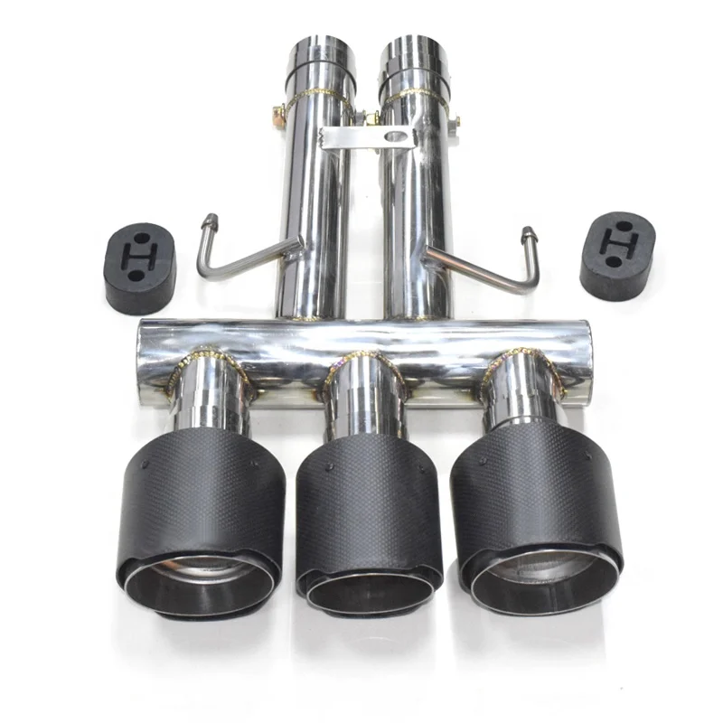 

Silver Carbon Fiber Exhaust Tip for 2019 Civic 10th Generation Exhaust Pipe Modified Exhaust TR Three-Exit Tail Throat