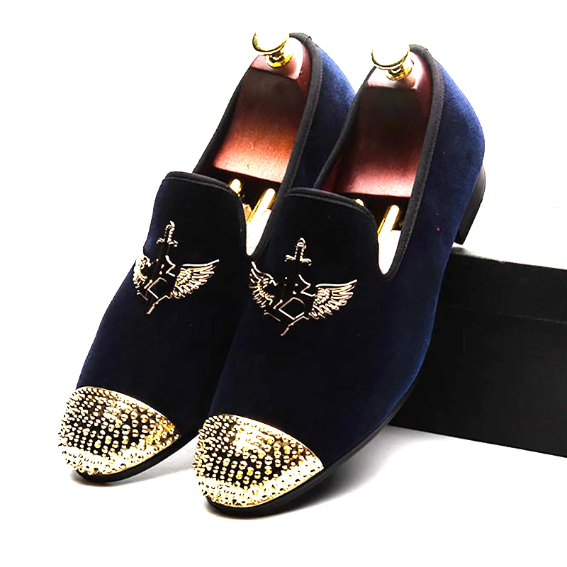 

New men party and wedding handmade loafers velvet shoes with gold buckle men dress shoe A25