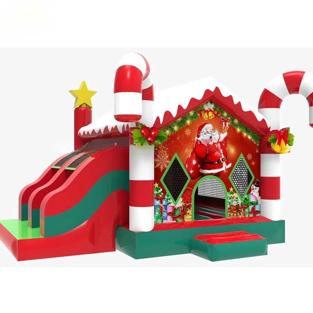 Santa Claus Cartoon Inflatable Christmas Slide Trampoline Kids Inflatable Naughty Castle