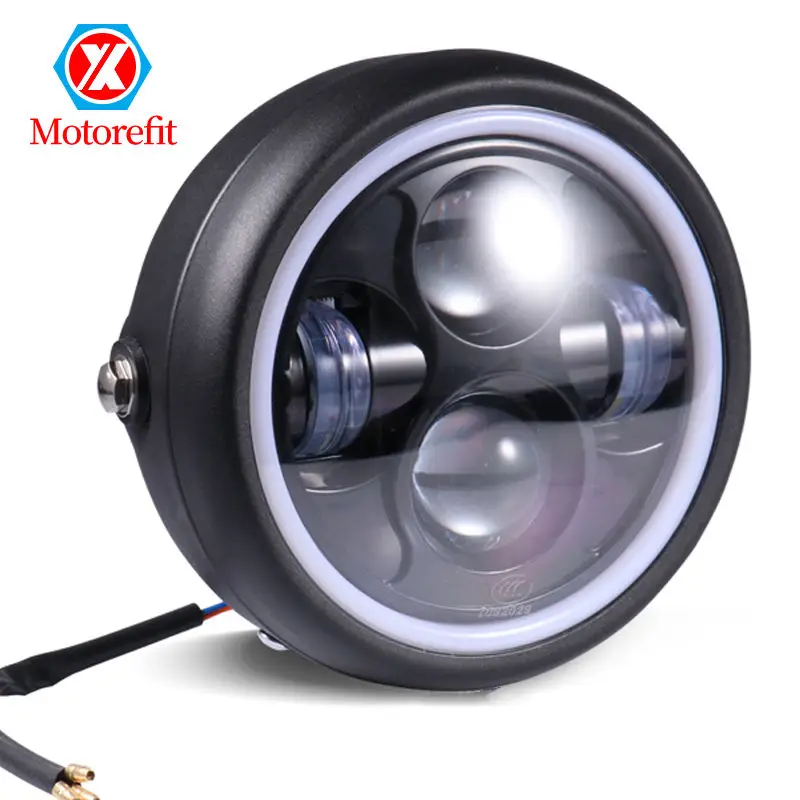 

Retro Angel eye Head Light 6.5" Motorcycle LED Headlight 12V Headlamp For Harley Cafe Racer Bobber