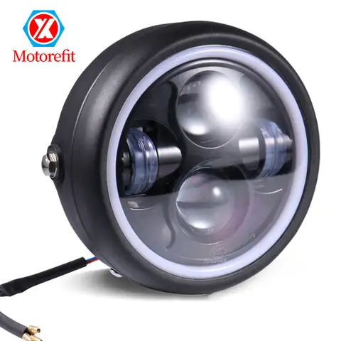 할리 카페 레이서 Bobber에 대한 레트로 천사 눈 헤드 라이트 6.5 오토바이 LED 헤드 라이트 12V 헤드 램프