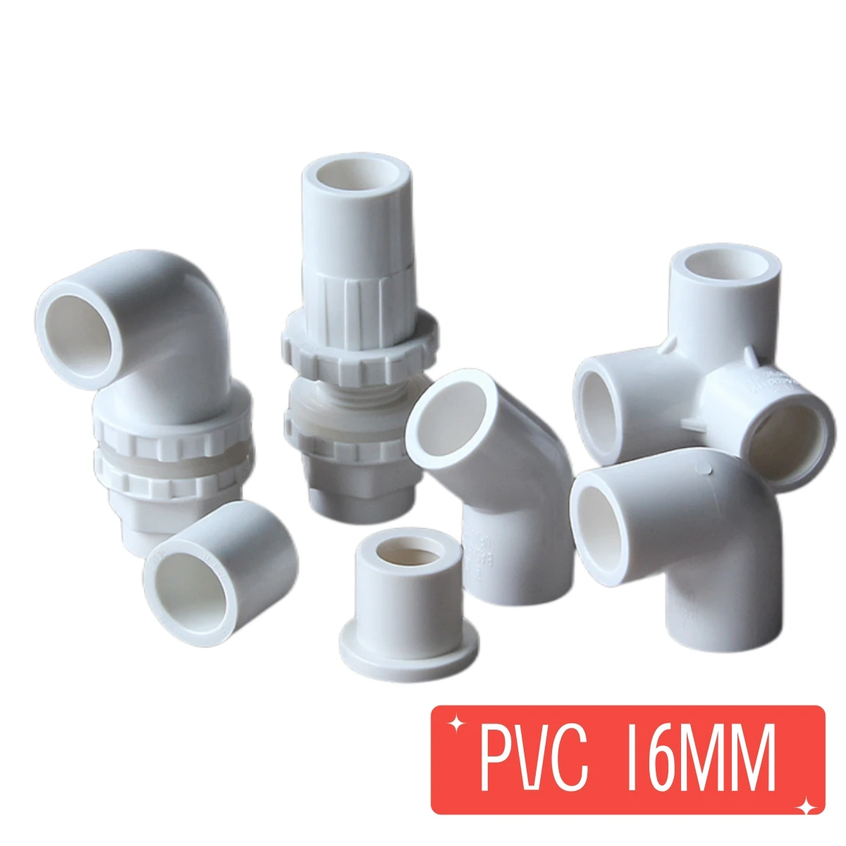 16mm White PVC Pipe Connectors Irrigation Water Tube 3 Ways 4 Ways Elbow Tee Connector End Cap Aquarium Fish Tank Fittings