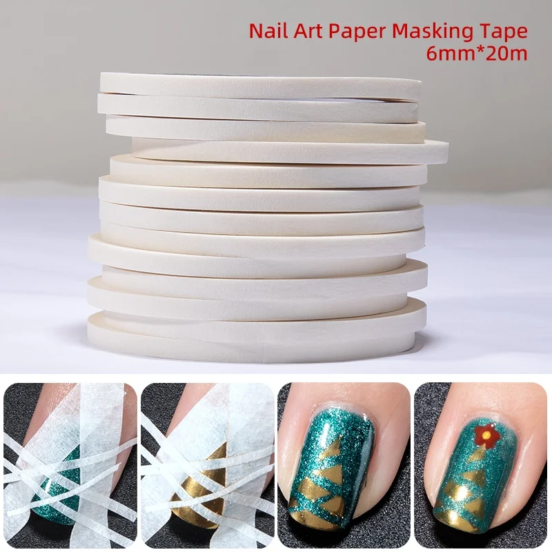 RS 6mm Professional White Masking Nail Art Tape Rolls French Stripe Style Nail Polish Glue Sticker Isolation Tape Manicure Tools