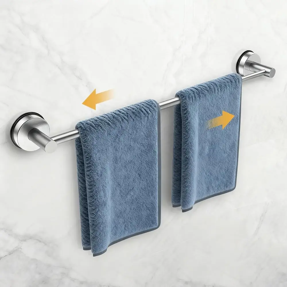 

Adjustable Suction Cup Towel Rack, 14.6-24 Inch, Stainless Steel Bathroom Shower Holder, Brushed Silver