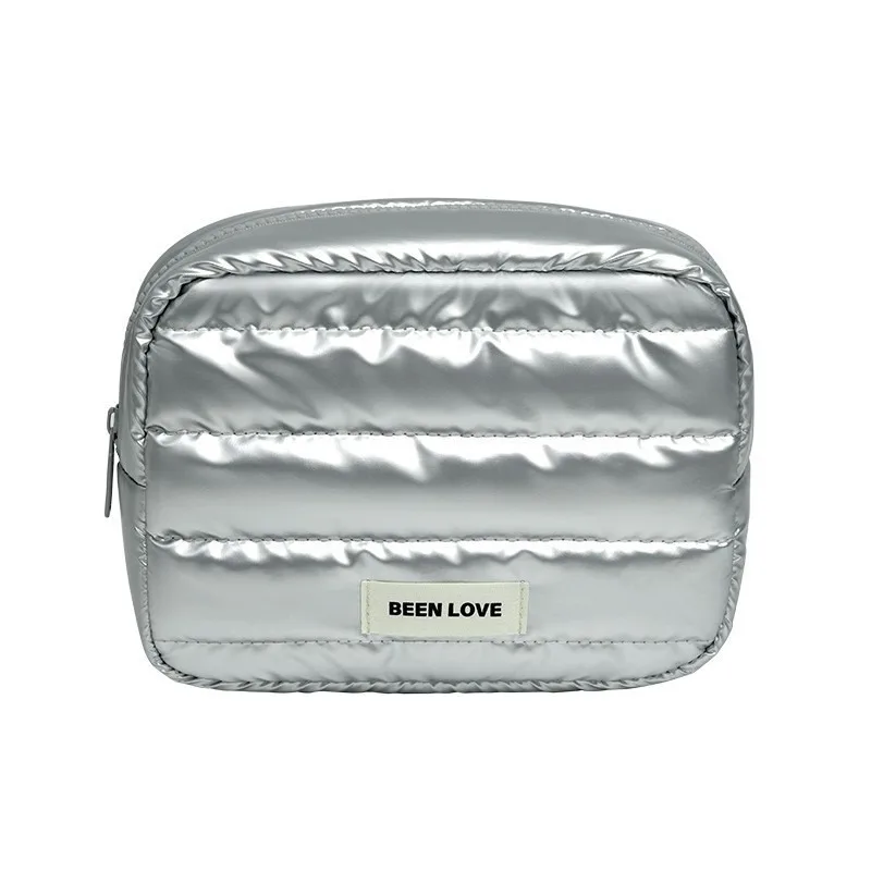 Puffer Makeup Bag Large Capacity Cosmetic Bag for Women Aesthetic Make Up Organizer Portable Zipper Pouch Travel Storage Bag