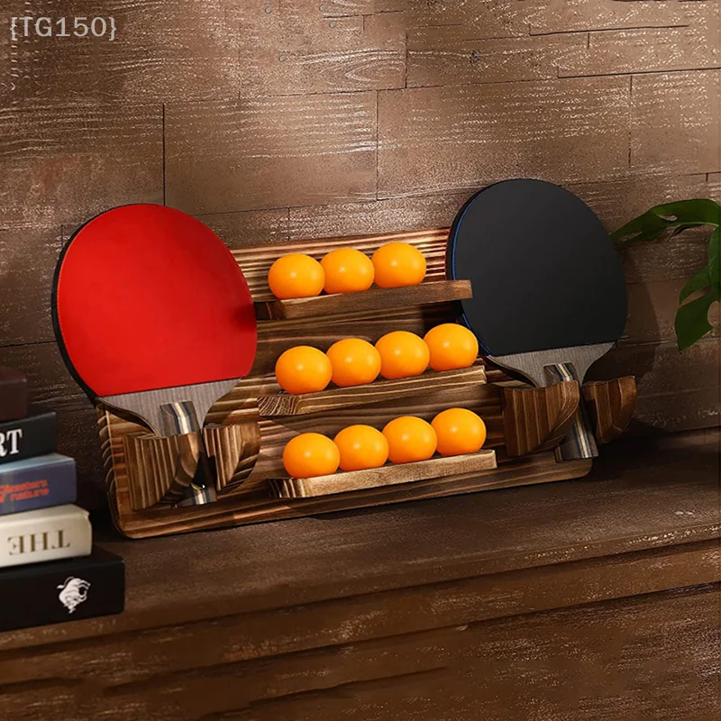 

【N】Ping Pong Paddle Holder Wall Mounted, Table Tennis Racket Display For 6 Paddles & 12 Balls Storage